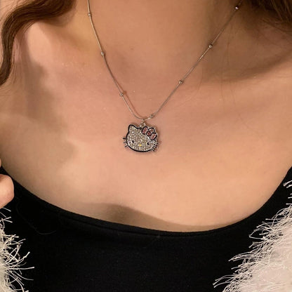 Accessories Cute Kitten Crystal Pendant Necklace