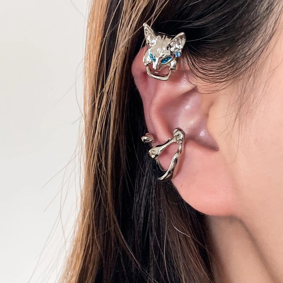 Accessories Dark Cat Ear Clip Adjustable Gothic Ear Cuffs