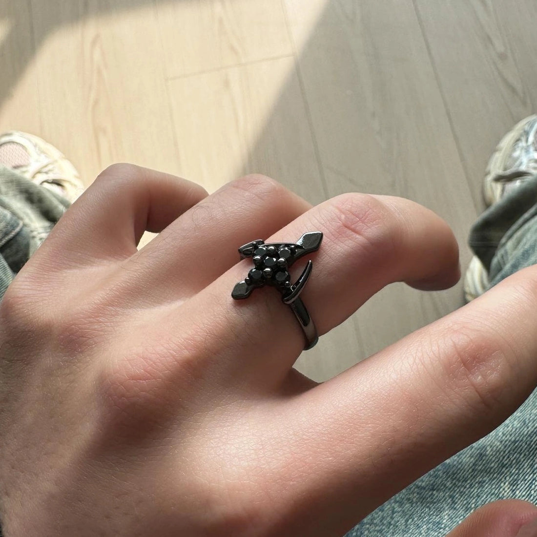 Accessories Dark Cross Gothic Adjustable Ring