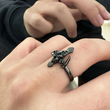Accessories Dark Cross Gothic Adjustable Ring