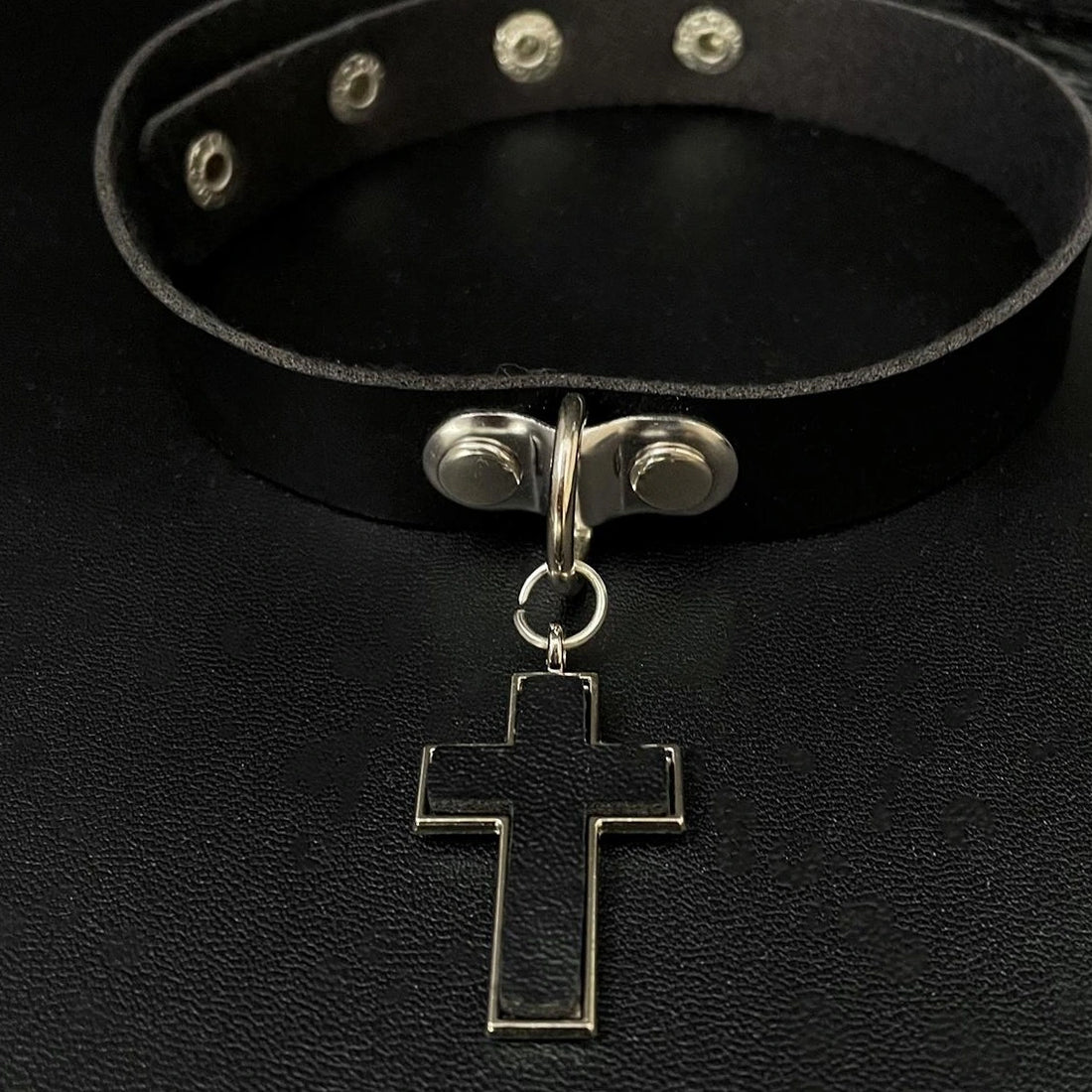 Accessories Dark Punk Cross Leather Choker Necklace