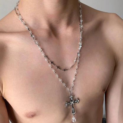 Accessories Dark Punk Layered Cross Necklace