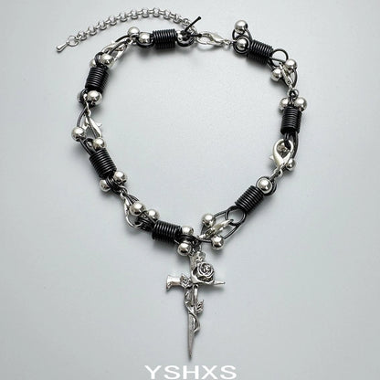 Accessories Dark Punk Spring Cross Necklace