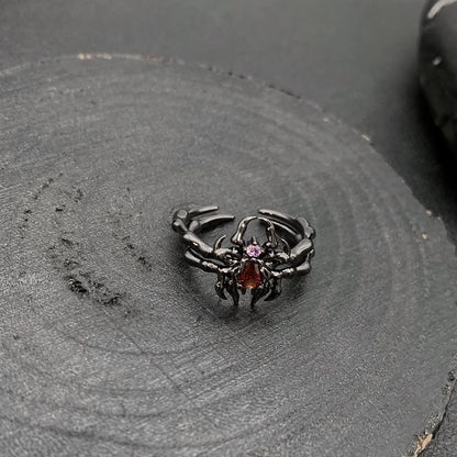 Accessories Dark Red Zircon Spider Punk Ring