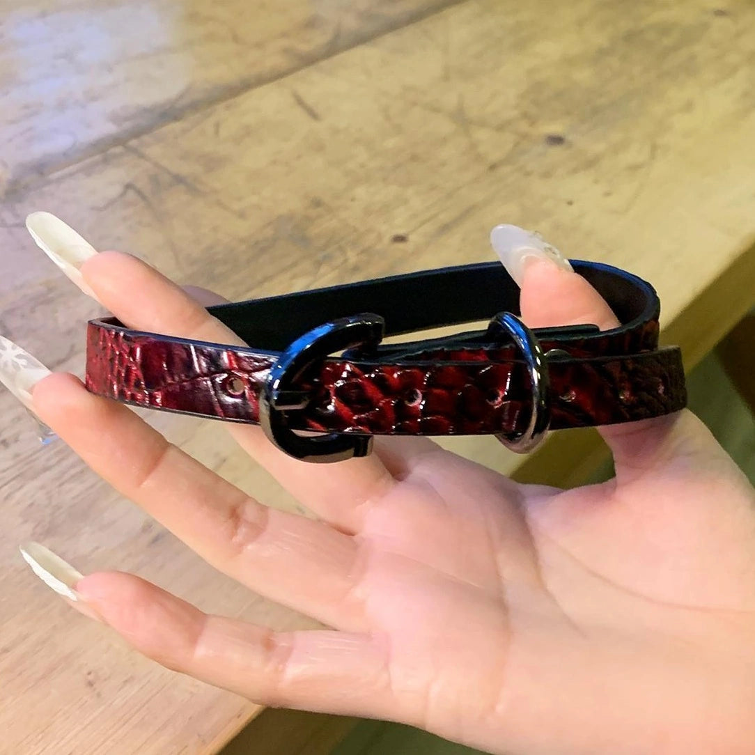 Accessories Dark Serpent Red Leather Choker