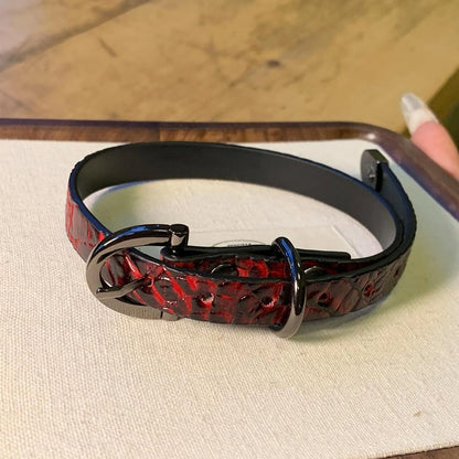 Accessories Dark Serpent Red Leather Choker