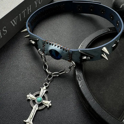 Accessories Demon Eye Choker With Cross Pendant