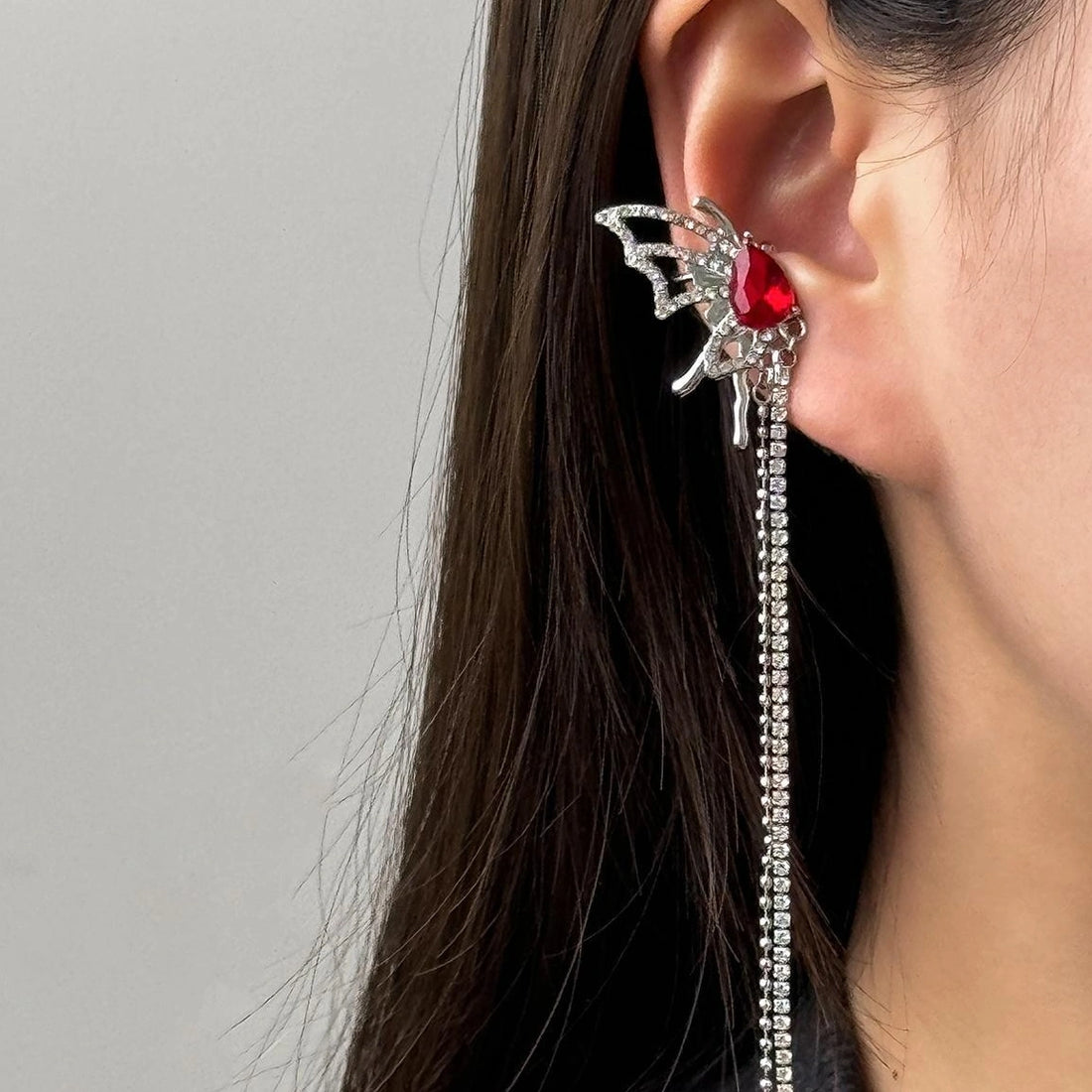 Accessories Diamond Butterfly Tassel Ear Cuffs