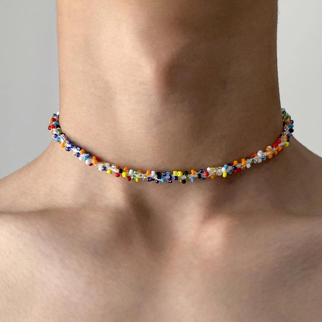 Accessories Dopamine Colorful Beaded Fluffy Choker