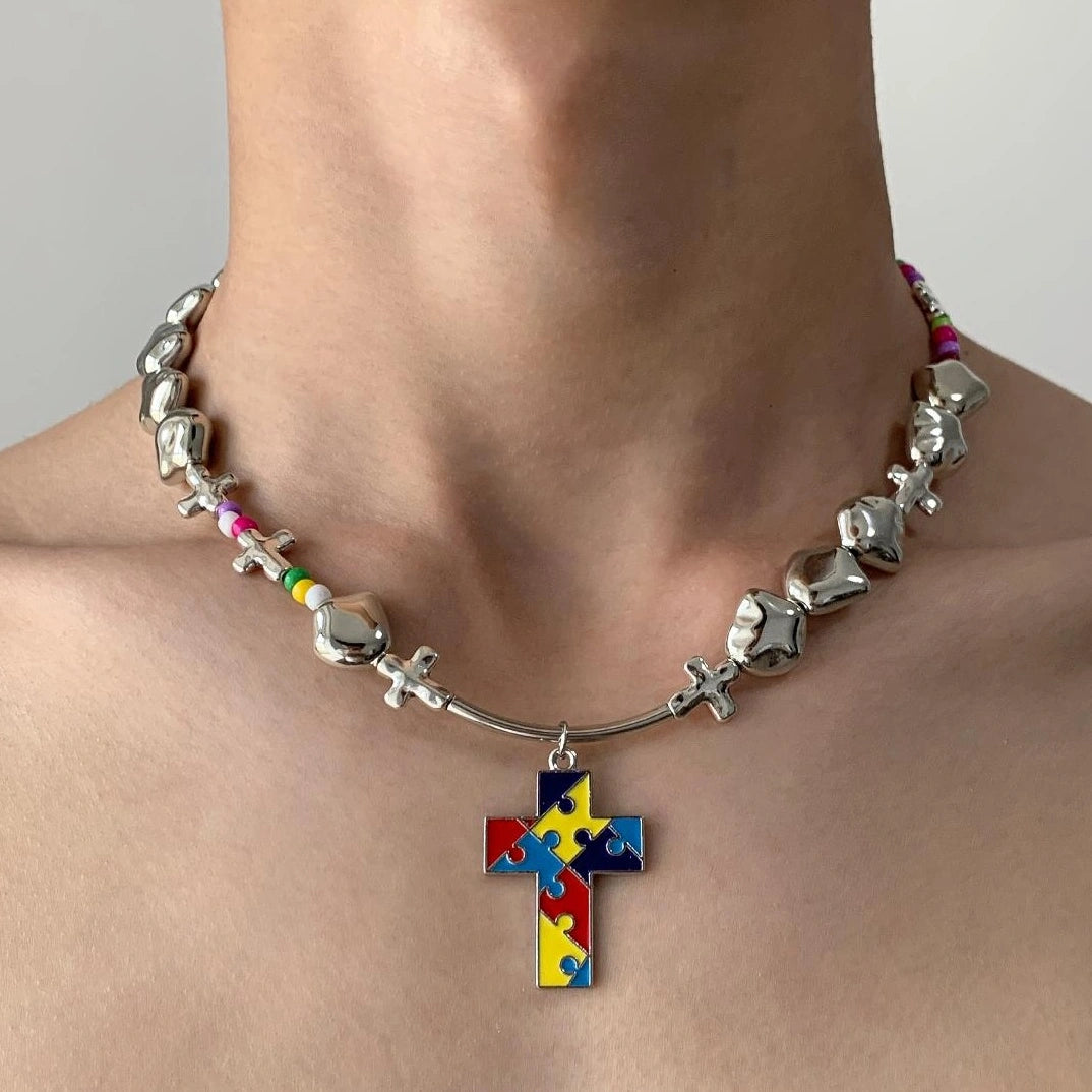 Accessories Dopamine Crystal Cross Necklace