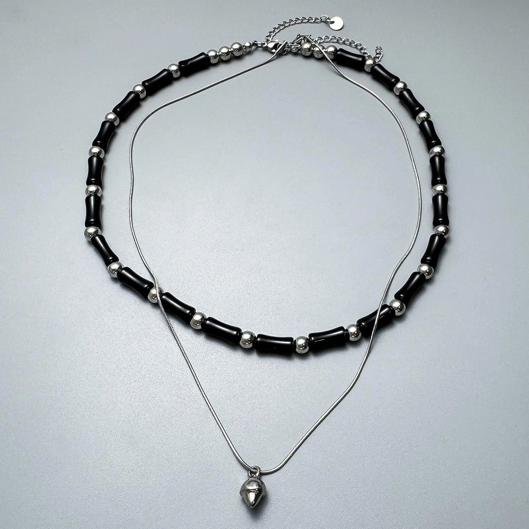 Accessories Double Layer Bamboo Pendant Choker Necklace