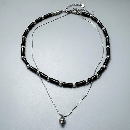 Accessories Double Layer Bamboo Pendant Choker Necklace