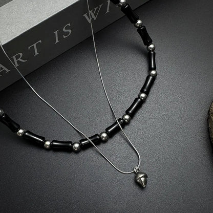 Accessories Double Layer Bamboo Pendant Choker Necklace