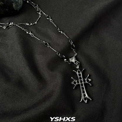 Accessories Double Layer Black Cross Choker Necklace