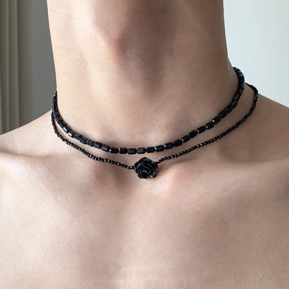 Accessories_Double_Layer_Black_Rose_Beaded_Necklace_MISSTT
