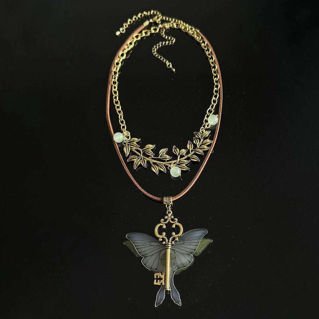 Accessories Double Layer Butterfly Pendant Necklace