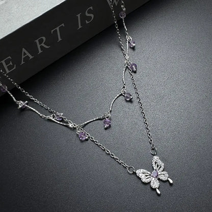 Accessories Double Layer Butterfly Tassel Choker