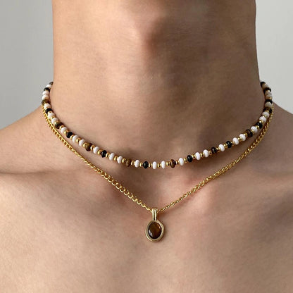 Accessories Double Layer Cat S Eye Stone Lariat Necklace