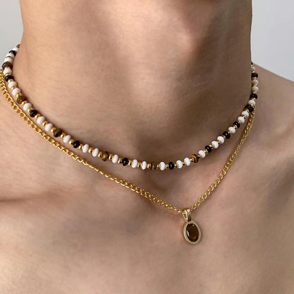 Accessories Double Layer Cat S Eye Stone Lariat Necklace