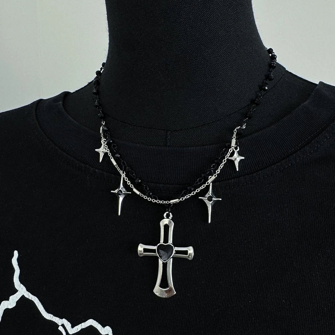 Accessories Double Layer Cross Star Choker Necklace