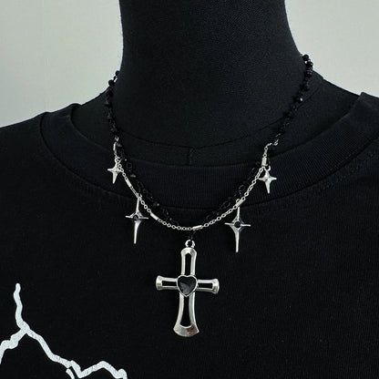 Accessories Double Layer Cross Star Choker Necklace