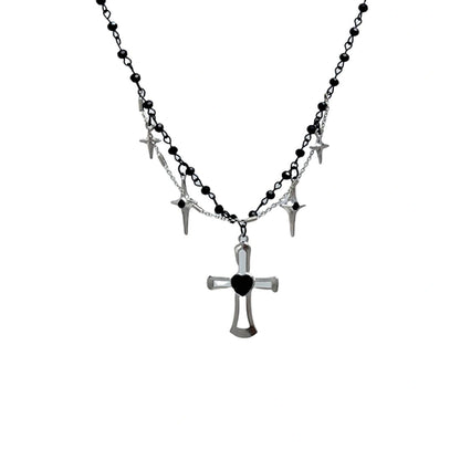Accessories Double Layer Cross Star Choker Necklace