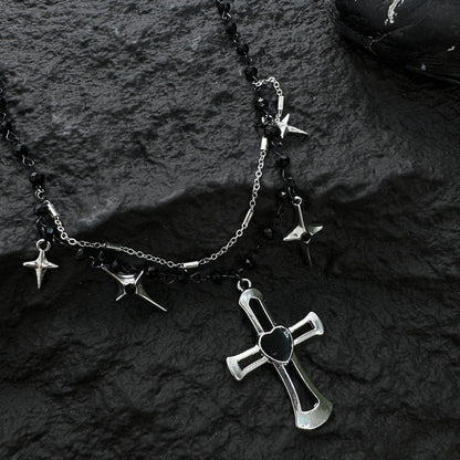 Accessories Double Layer Cross Star Choker Necklace