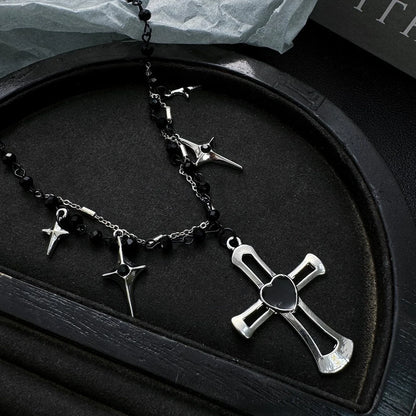 Accessories Double Layer Cross Star Choker Necklace