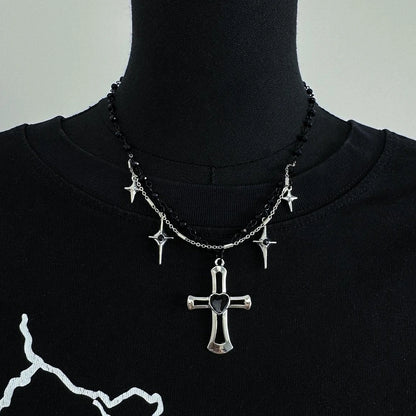 Accessories Double Layer Cross Star Choker Necklace