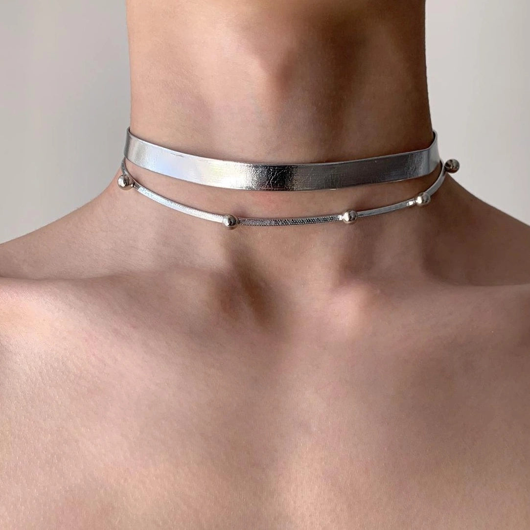 Accessories Double Layer Crystal Bead Choker Necklace