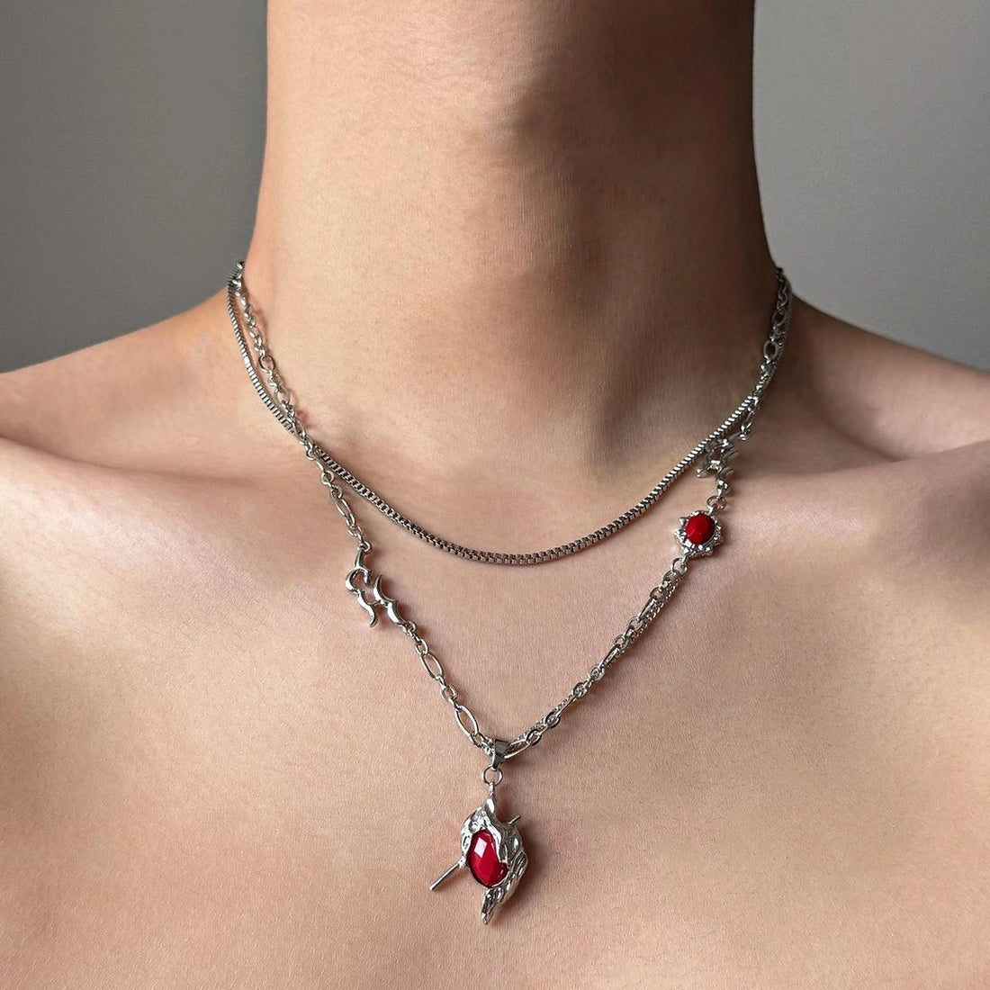 Accessories Double Layer Heart Hunter Chain Necklace