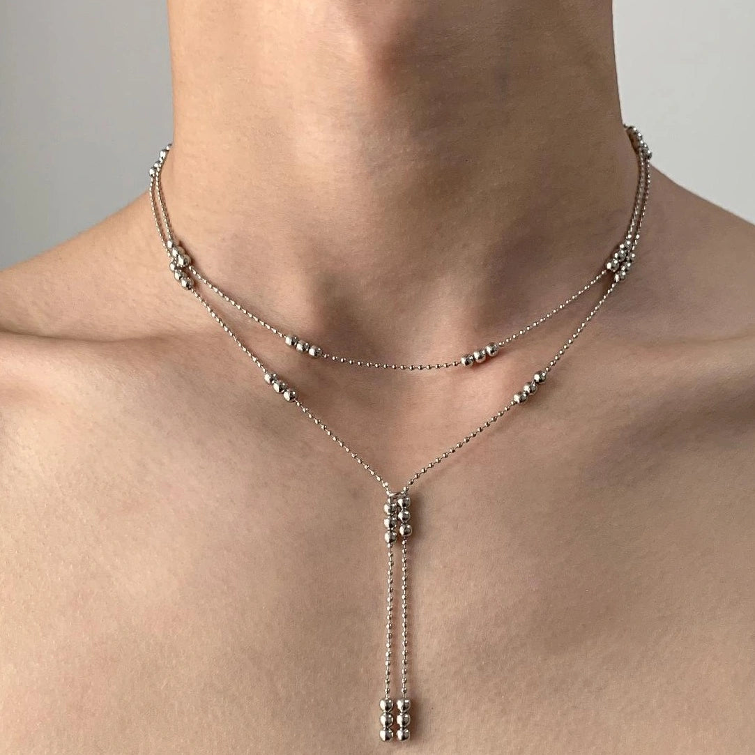 Accessories Double Layer Metal Ballpoint Necklace