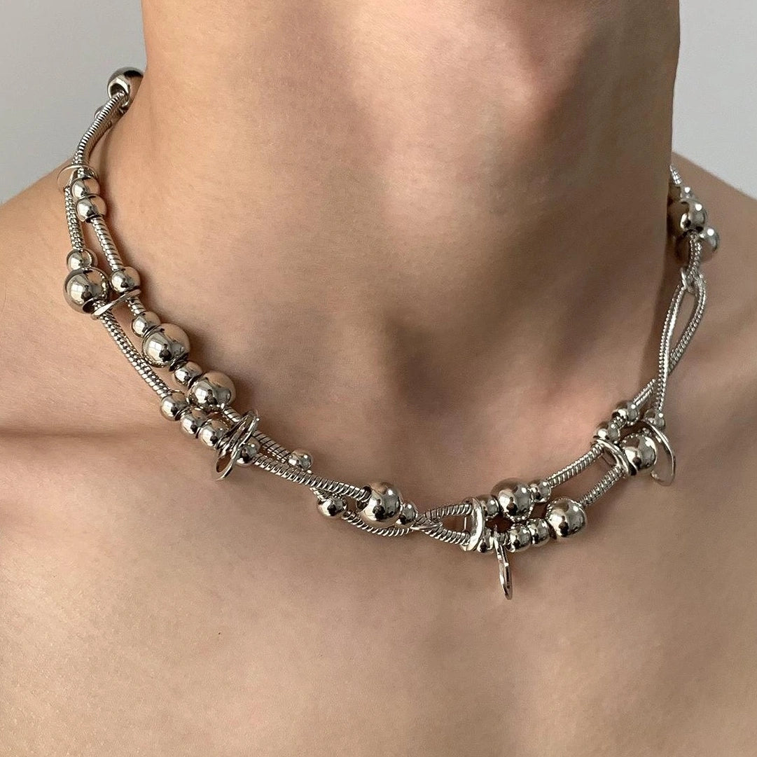 Accessories Double Layer Metal Bead Necklace