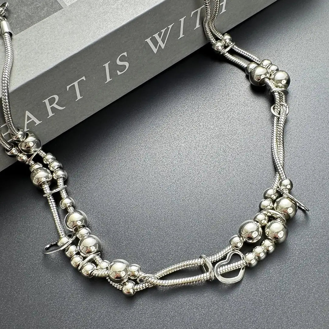 Accessories Double Layer Metal Bead Necklace