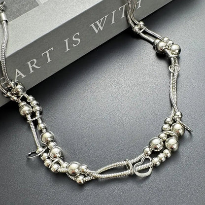 Accessories Double Layer Metal Bead Necklace