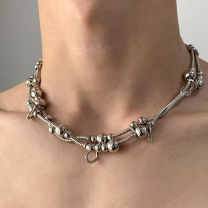 Accessories Double Layer Metal Bead Necklace