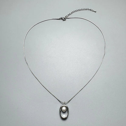 Accessories Elegant Hollow Teardrop Pearl Pendant Necklace