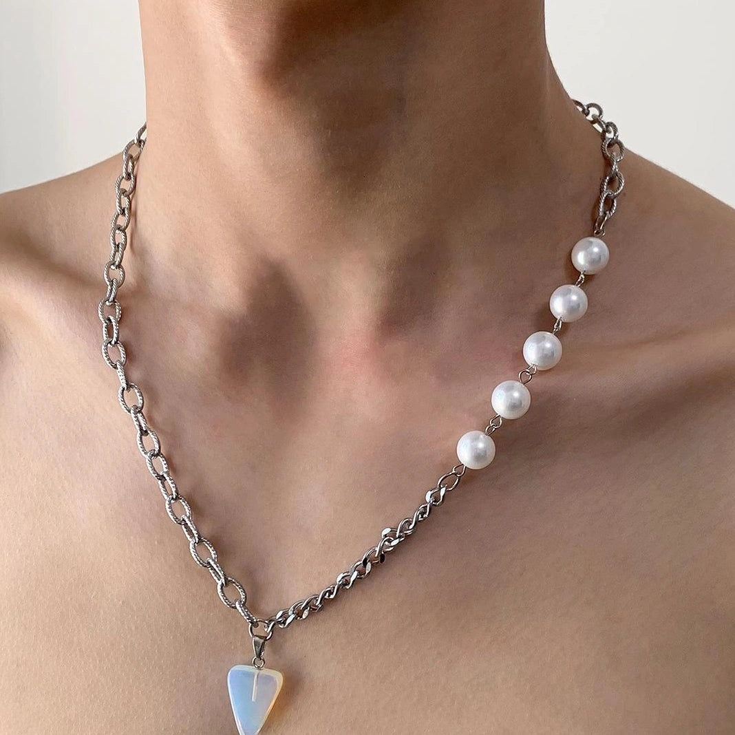 Accessories Ethereal Pearl Statement Necklace V-Neck T-Shirt Long-Sleeve