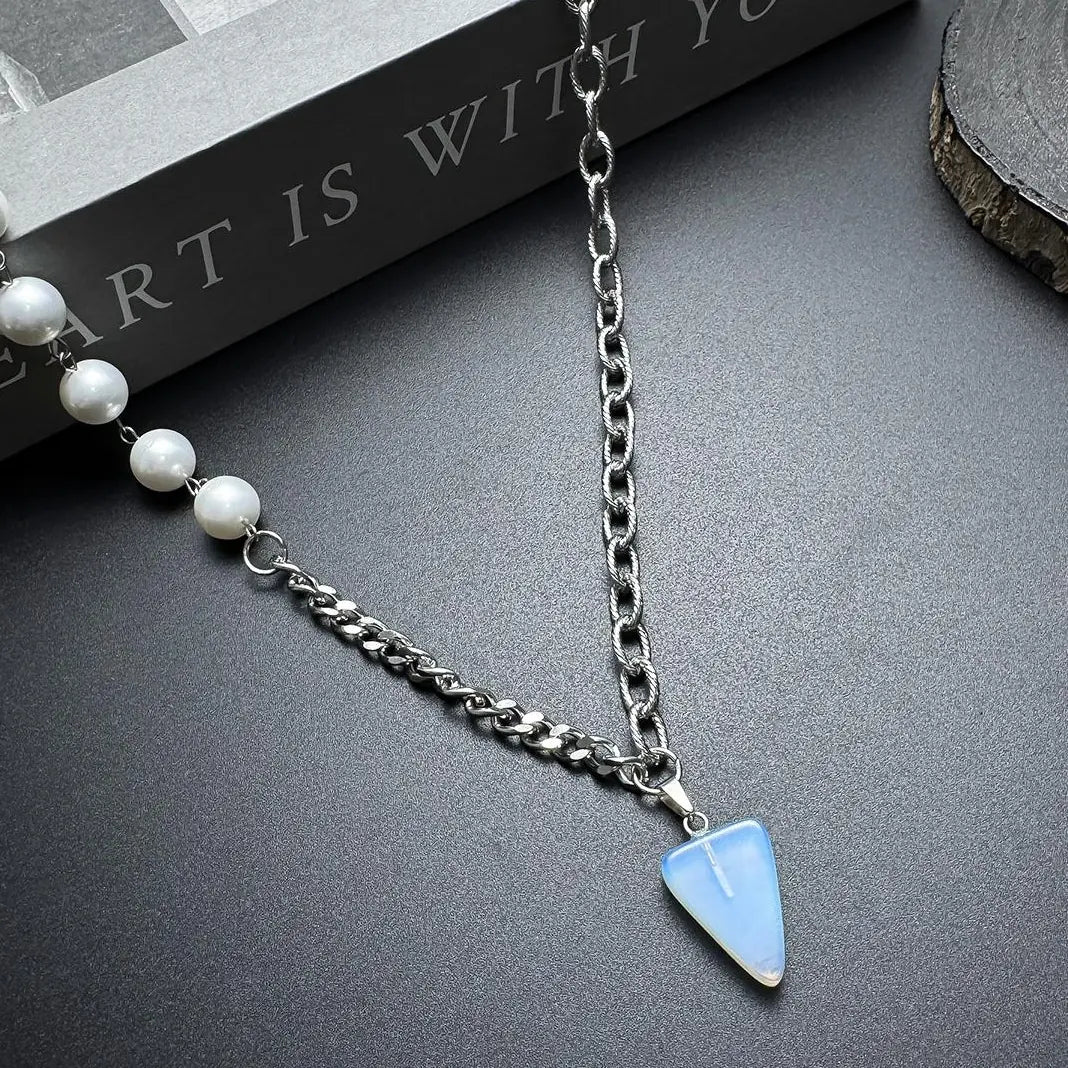 Accessories Ethereal Pearl Statement Necklace V-Neck T-Shirt Long-Sleeve