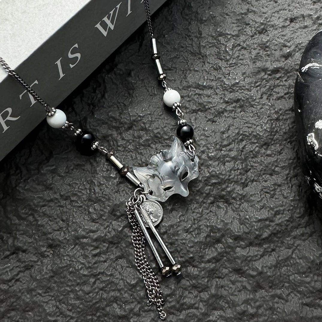 Accessories Fox Mask Beaded Fringe Necklace