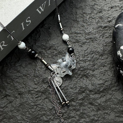 Accessories Fox Mask Beaded Fringe Necklace