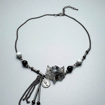 Accessories Fox Mask Beaded Fringe Necklace