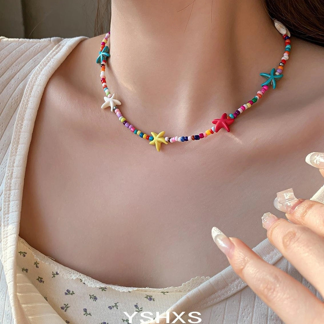 Accessories French Paris Y2K Starfish Beaded Choker Necklace