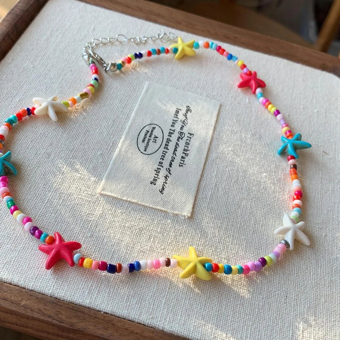Accessories French Paris Y2K Starfish Beaded Choker Necklace