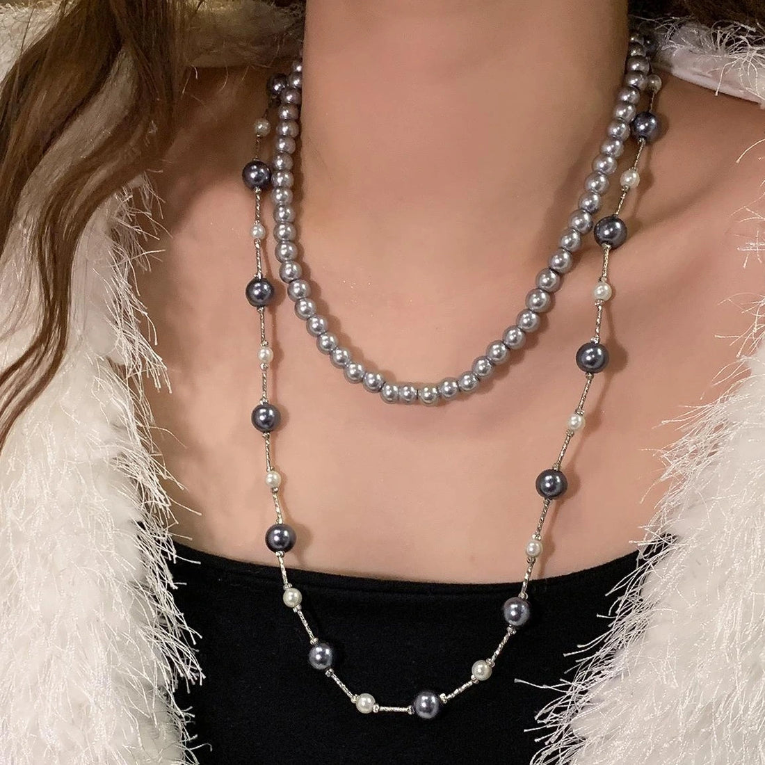 Accessories French Pearl Double Layer Beaded Necklace