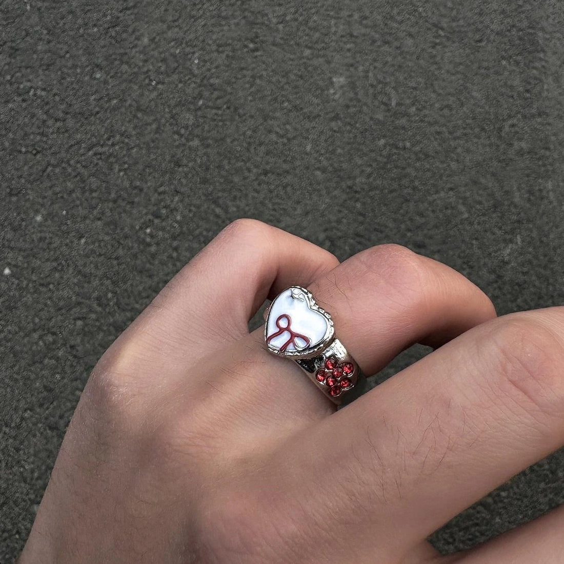 Accessories French Retro Red Bow Adjustable Ring