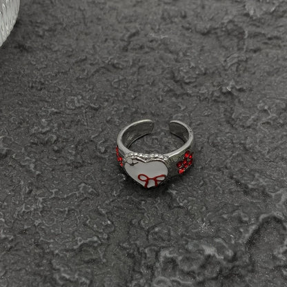 Accessories French Retro Red Bow Adjustable Ring
