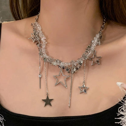 Accessories Geometric Crystal Fringe Necklace