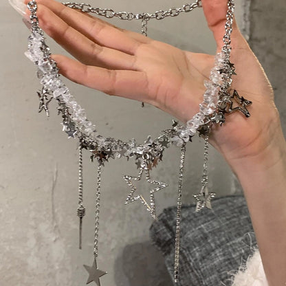 Accessories Geometric Crystal Fringe Necklace