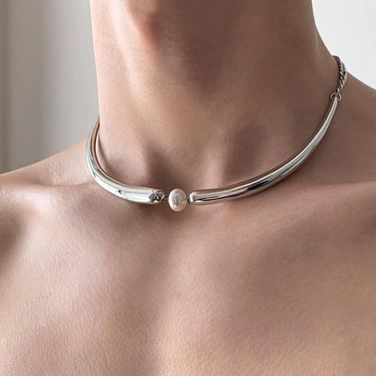 Accessories Geometric Pearl Chain Necklace